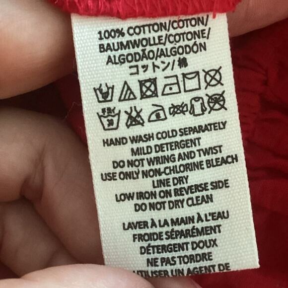 Free People Womens Poet Blouse Size Large Peasant Top Western Red Boho Festival - Picture 10 of 11